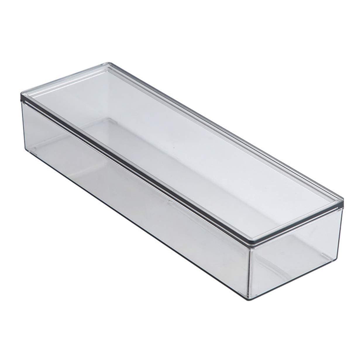 Plastic Kitchen Drawer Organizer with Lid and Drainer Stackable Utensil Holder for Countertop Silverware Tray Flatware Organizers - 13x4.7x2.4 Inch Spatula Cutlery Storage Box