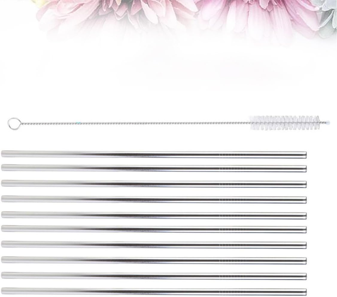 11pcs Reusable Stainless Steel Drinking Straws Set