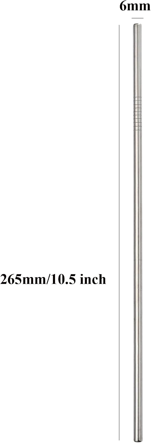 Reusable Metal Straw 50Pcs In Bulk.265mm Reusable Stainless Steel Straight Straws.NiceCaTeLe Drinking Straws Wholesale for 30 oz & 20 oz Tumblers Yeti Water Bottle(10.5" - Silver, 50pcs - Straight)