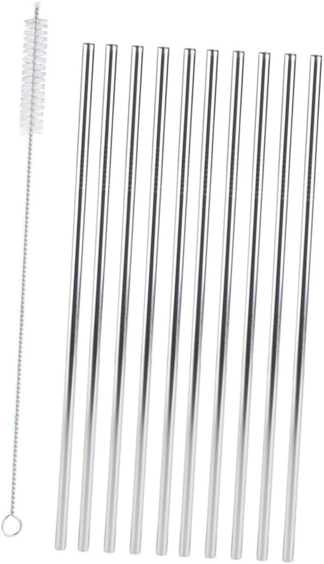 11pcs Straight Drinking Straws with Brush Reusable Stainless Steel