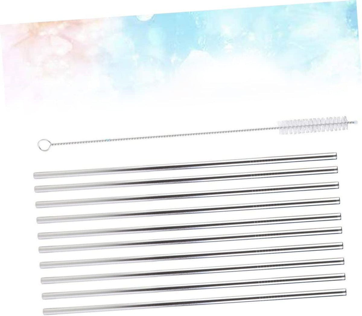 11Pcs Stainless Steel Straight Drinking Straws with Brush Reusable