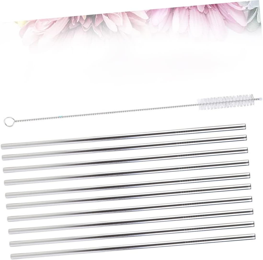 11pcs Stainless Steel Straight Straws Reusable Set