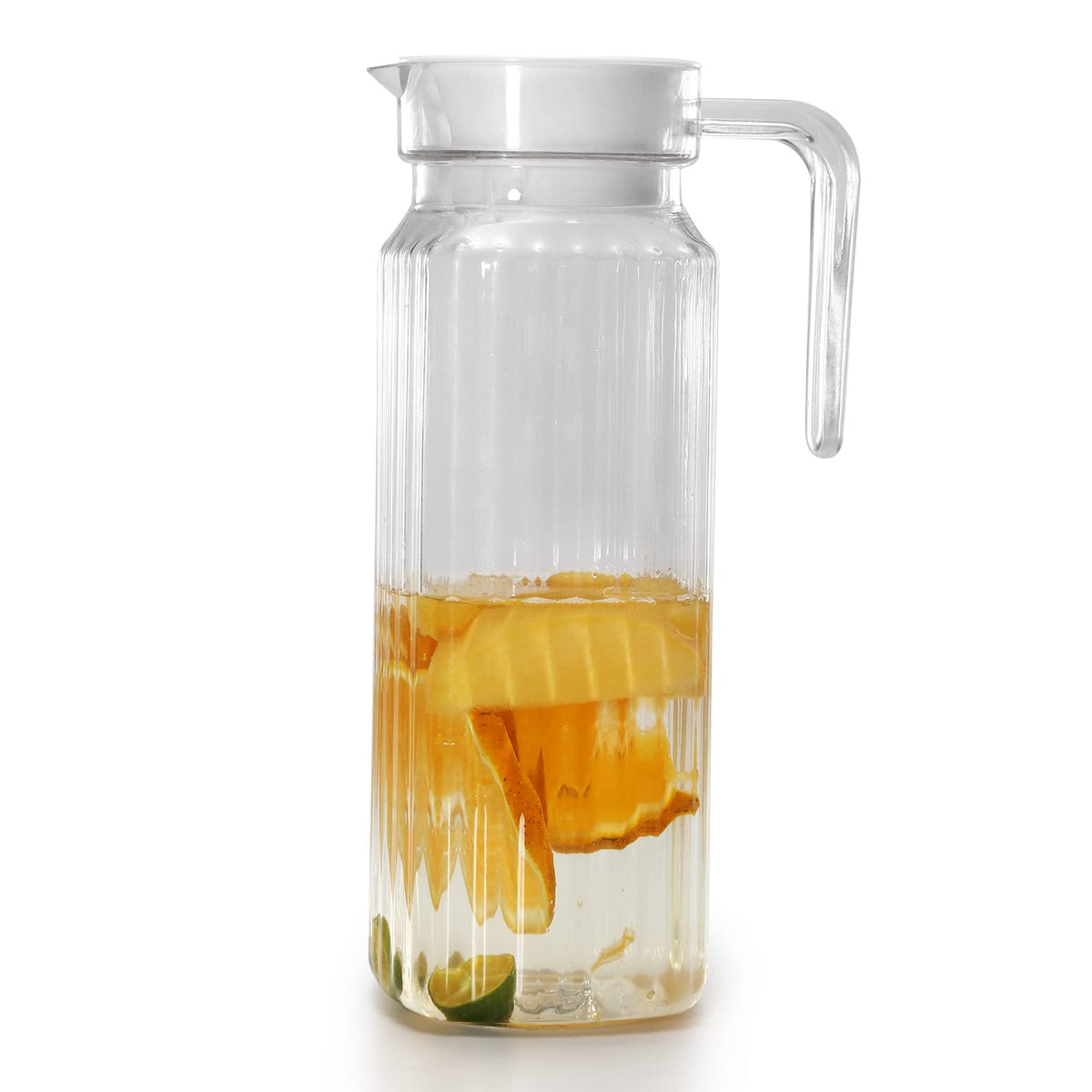 Acrylic Pitcher 37 oz, OEH Unbreakable Clear Plastic Pitcher with Lid, BPA-Free, Heat-Resistant Small Plastic Water Pitcher for Tea, Sangria, Lemonade, Juice, Milk, Diamond