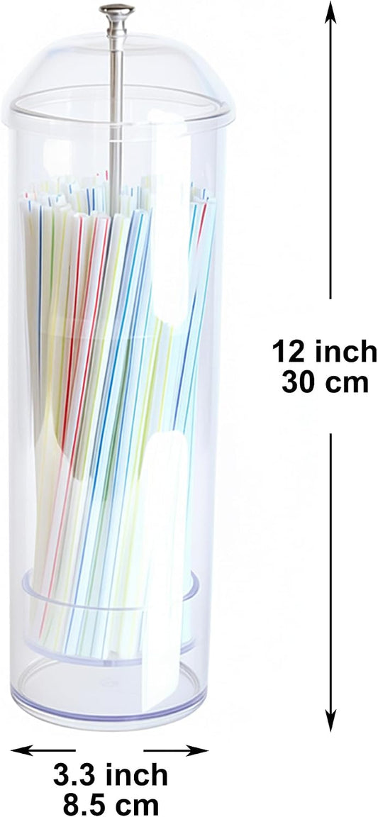 Youngever Straw Dispenser, Plastic Drinking Straw Container with Lid (Long Straw)