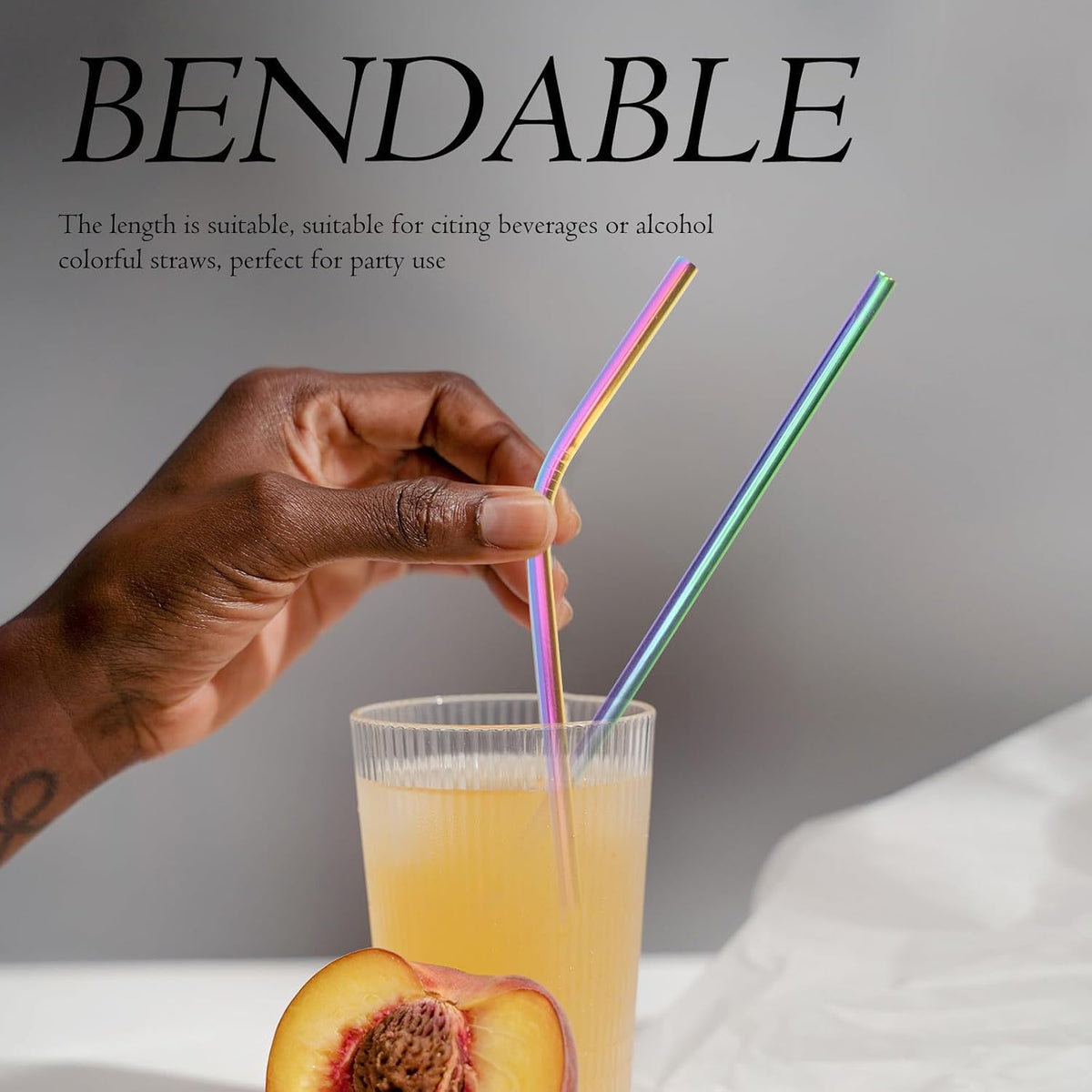 Reusable Stainless Steel Straws Set with Brush and Bag