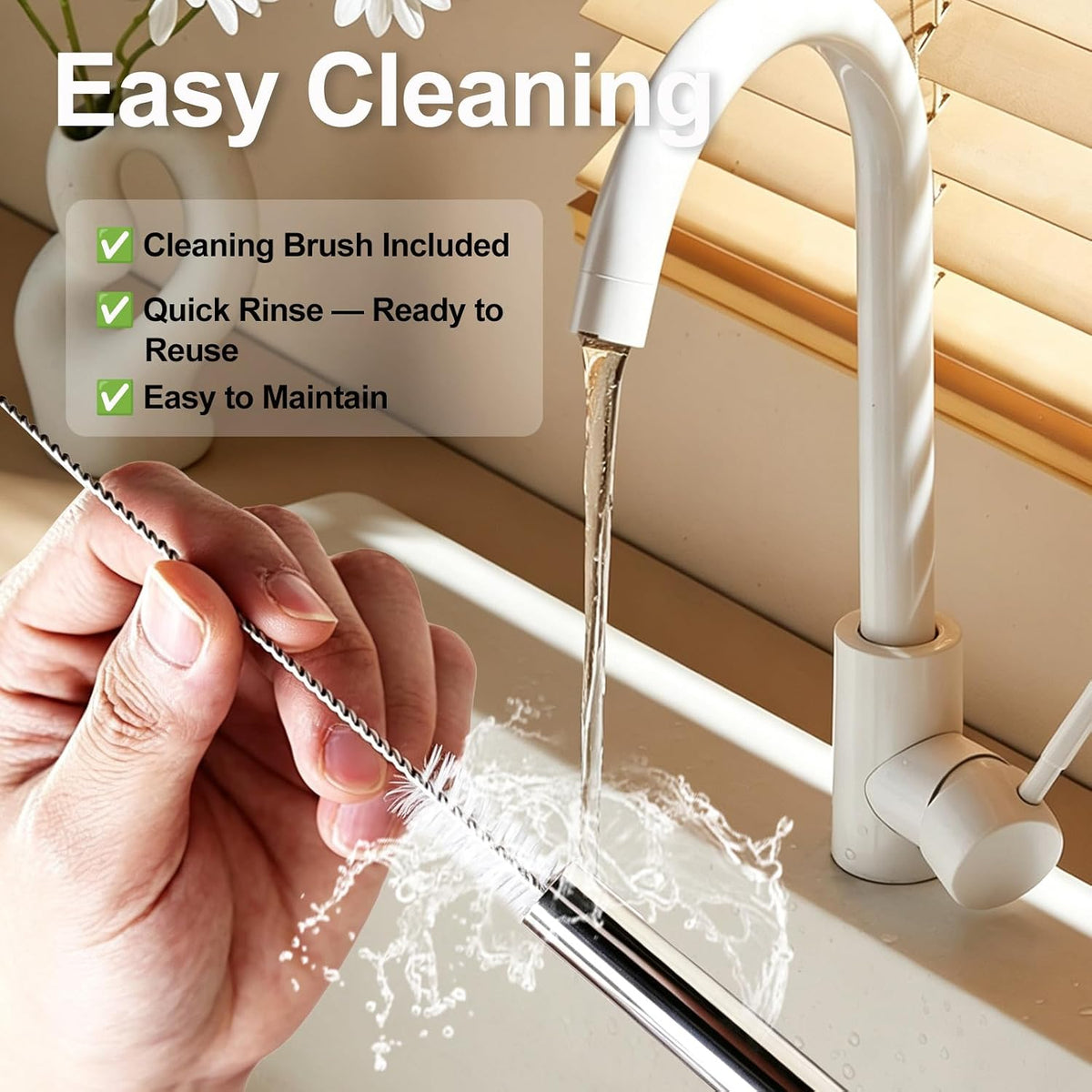 Replacement Straws Compatible with Corkcicle 24oz Cold Cup, 8mm x 265mm Bent, Food‑Grade 304 Stainless Steel, Set of 3 Straws with Cleaning Brush & Storage Pouch