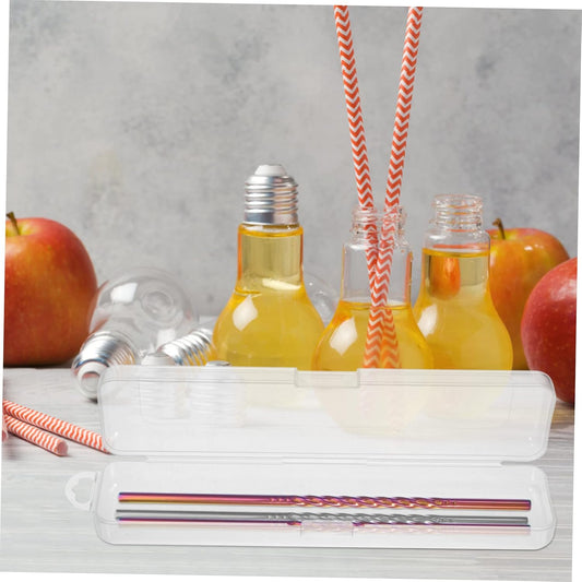 4pcs Plastic Drinking Straw Storage Box with Lids for Travel