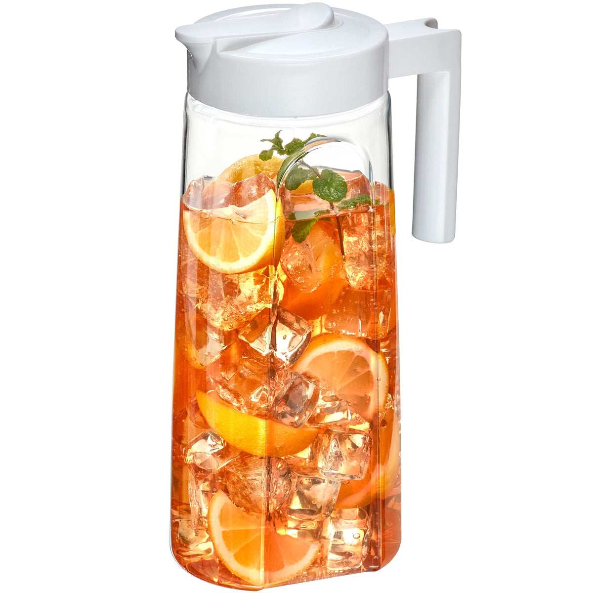 Amazing Abby - Slim - Tritan Pitcher (64 oz), Unbreakable Plastic Water Pitcher with Lid, BPA-Free, Heat-Resistant, Dishwasher-Safe, Great for Both Iced and Hot Drinks, Indoors and Outdoors, Black