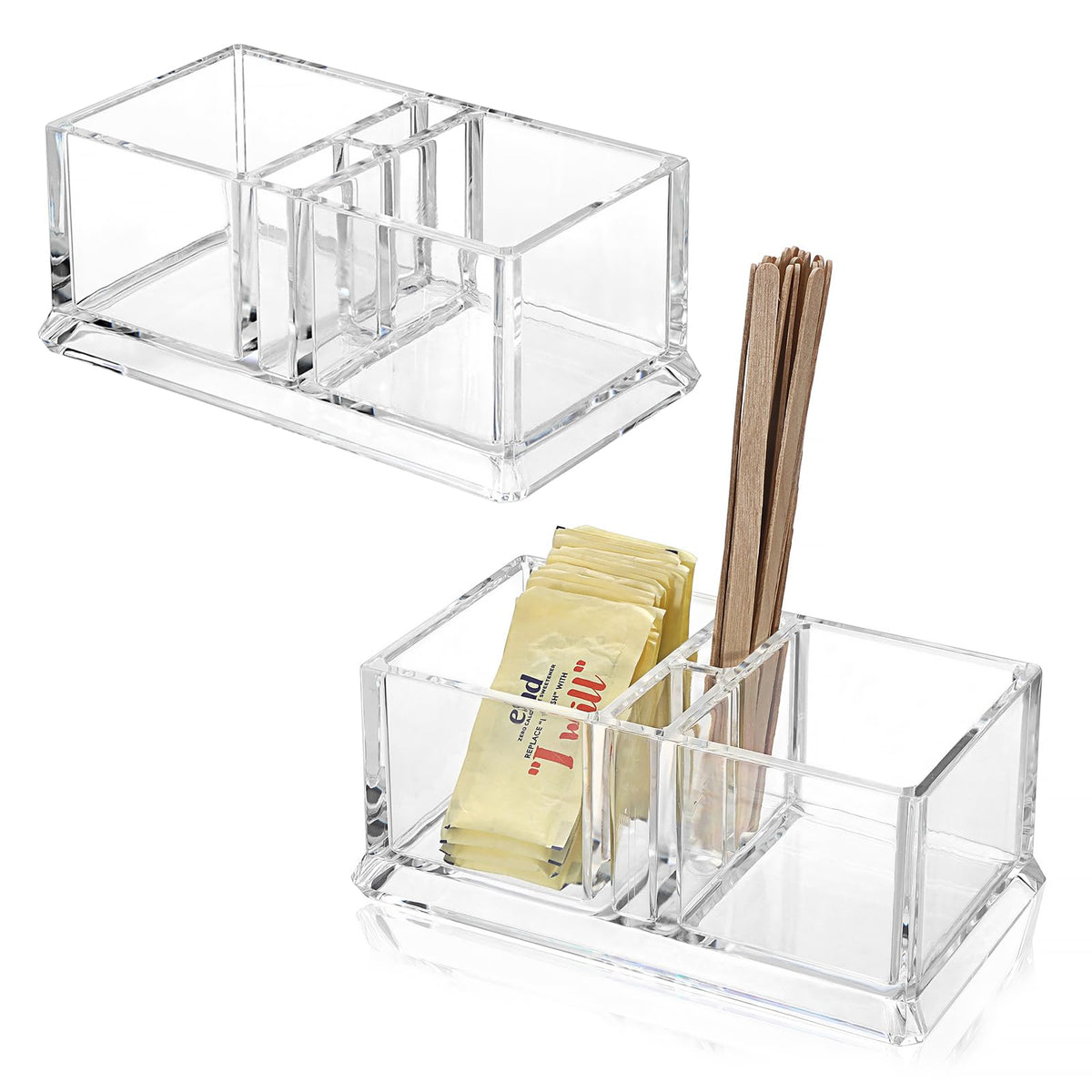 ELLDOO 2 Pack Sugar Packet Holder, Acrylic Sugar Bowl for Restaurant
