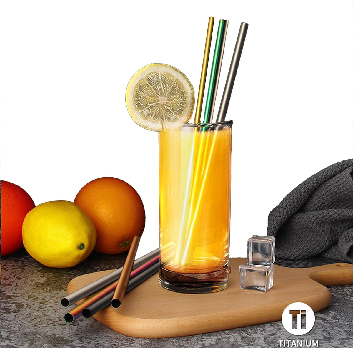 0.24'' Grade 2 ASTM F67 Pure Titanium Straws with Cleaning Brush
