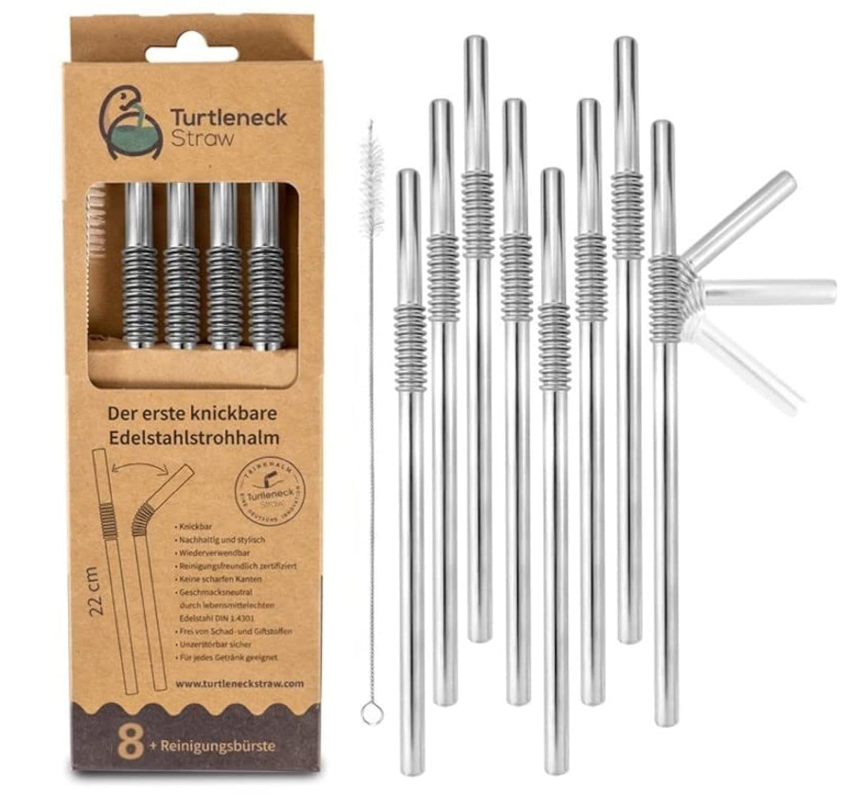 ECOlunchbox Turtleneck Bendable Stainless Steel Straws, Set of 4 – Gold
