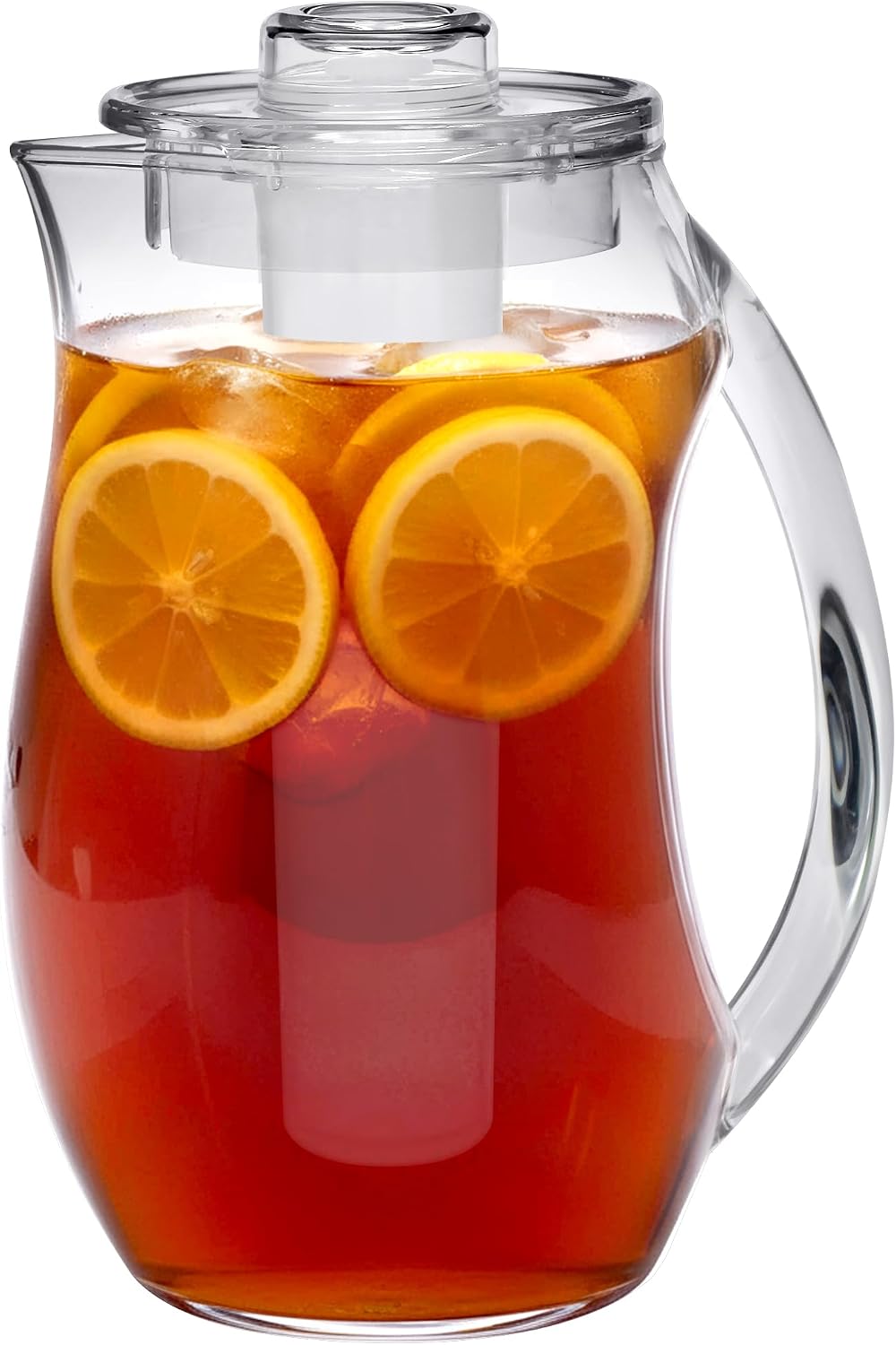 Amazing Abby - Icely - Plastic Pitcher with Ice Tube (96 oz, 3 Quart), Clear Water Pitcher with Lid, Fridge Jug, BPA-Free, Shatter-Proof, Preparing Iced Drinks with No Diluation