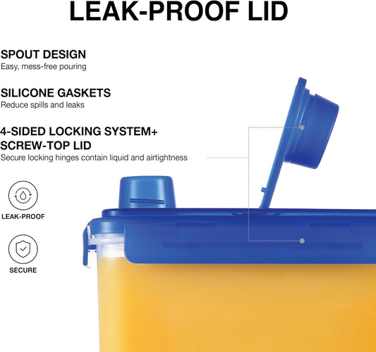 LocknLock Aqua Fridge Door Water Jug | Clear Pitcher | BPA Free Plastic Pitcher with Lid | 1 Gallon Pitcher with Lid for Water, Juice, Tea & More Beverages, Blue