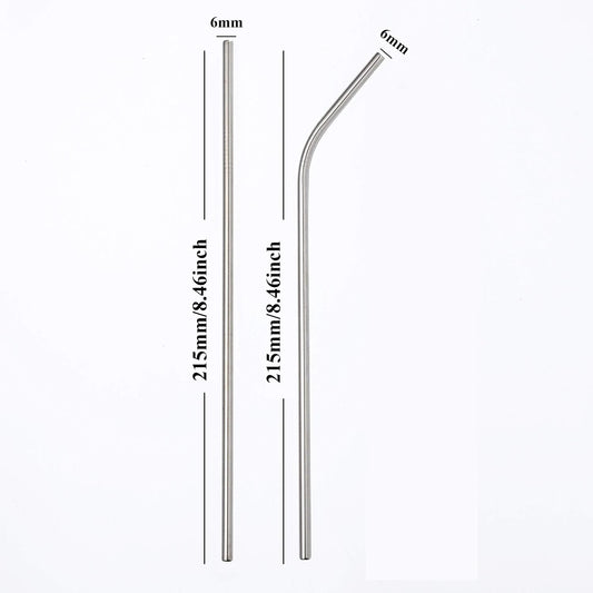 Reusable Metal Straws in Bulk 100 Pieces,8.5'' x 6mm Stainless Steel Straws for 20oz 30oz Tumbler Yeti Cup,Curved Bent Metal Drinking Straws Bulk For Wholesale (100pcs All Bent -8.5" Silver)