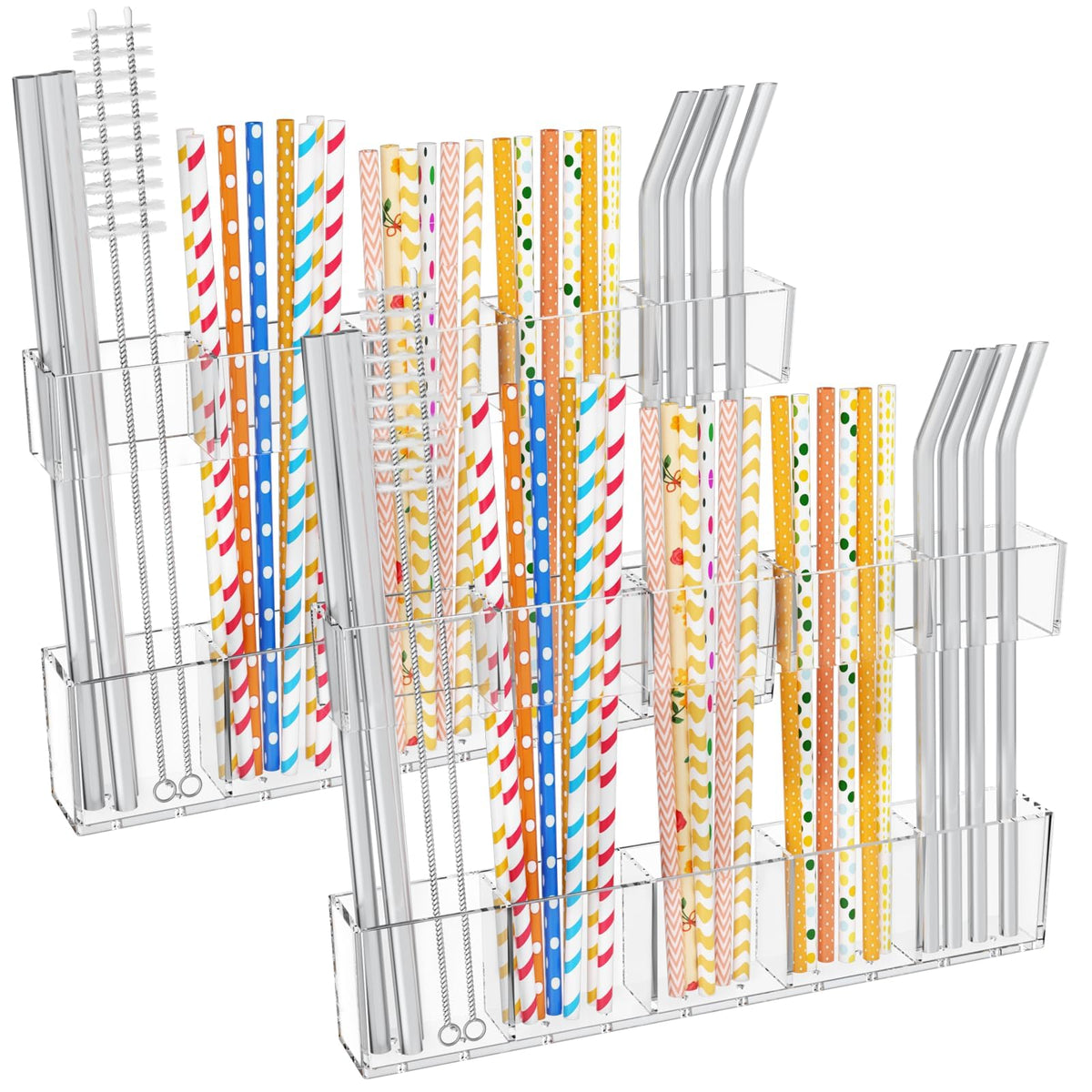 Mpotmiy 9.5" Large Acrylic Straw Holder for Cabinet Door, Straw Organizer