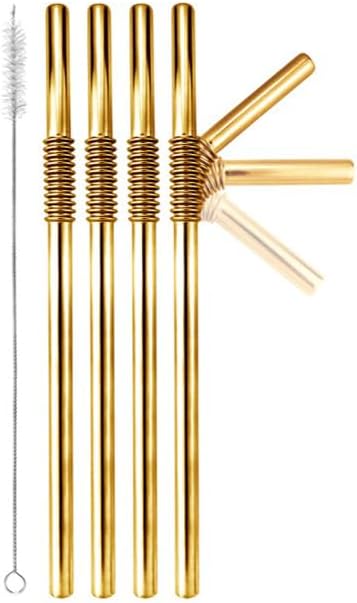 ECOlunchbox Turtleneck Bendable Stainless Steel Straws, Set of 4 – Gold