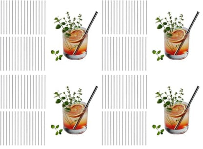 Stainless Steel Short Straws 5 1/2 Inches - 32 pcs - Reusable Drinking Straws - Good for Cocktail, Party, Juices, Ice Coffee
