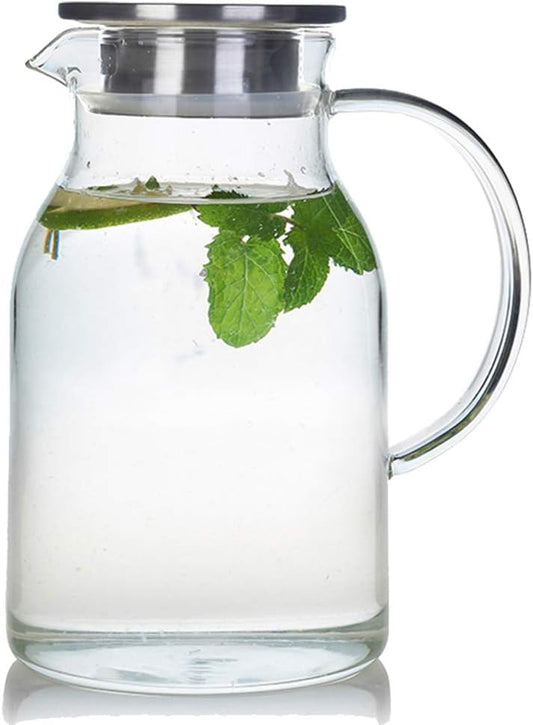 Karafu 68 Oz Borosilicate Glass Pitcher with Lid, Hot Cold Water Tea Jug