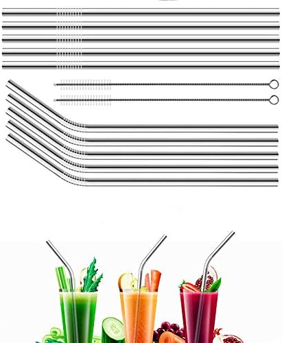50-Pack Stainless Steel Straws,Reusable Metal Straws in Bulk Super Long 10.5 Inch All Straight Drinking Straws for 30oz/20oz Tumblers Yeti Cups Travel Mugs(All straight 50pcs -10.5" Silver)