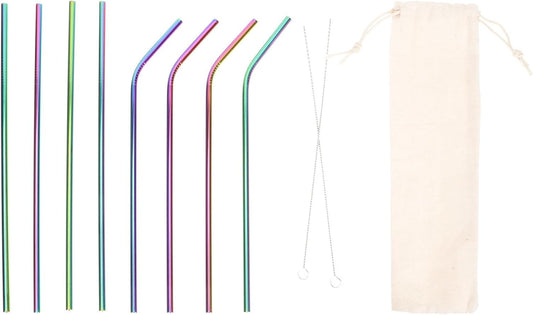 Reusable Stainless Steel Straws Set with Brush and Bag