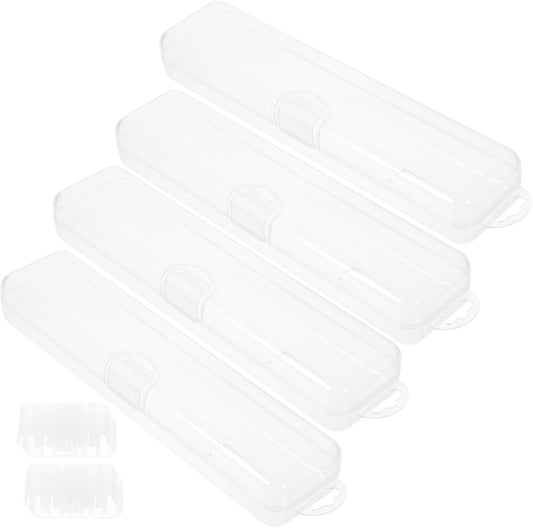 4 Pack PP Straw Storage Box with Lid for Travel Use
