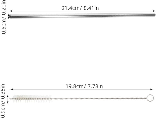 Stainless Steel Reusable Straight Drinking Straws with Cleaning Brushes