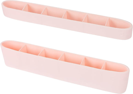 Strong Adhesive Backing Straw Storage Box, Split Type Silicone Straws Dispenser Adjustable Height Straw Holder for Cabinet (Pink)