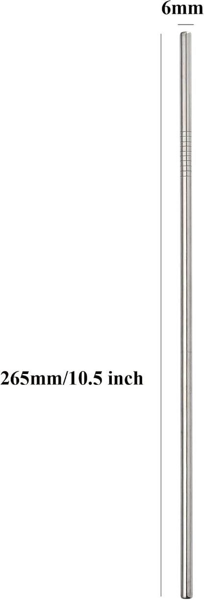 Stainless Steel Straw 24pcs In Bulk.Ultra Long 10.5" Reusable Straight Metal Straws in Bulk Order for Drinks (10.5" - Silver, 24pcs - Straight)