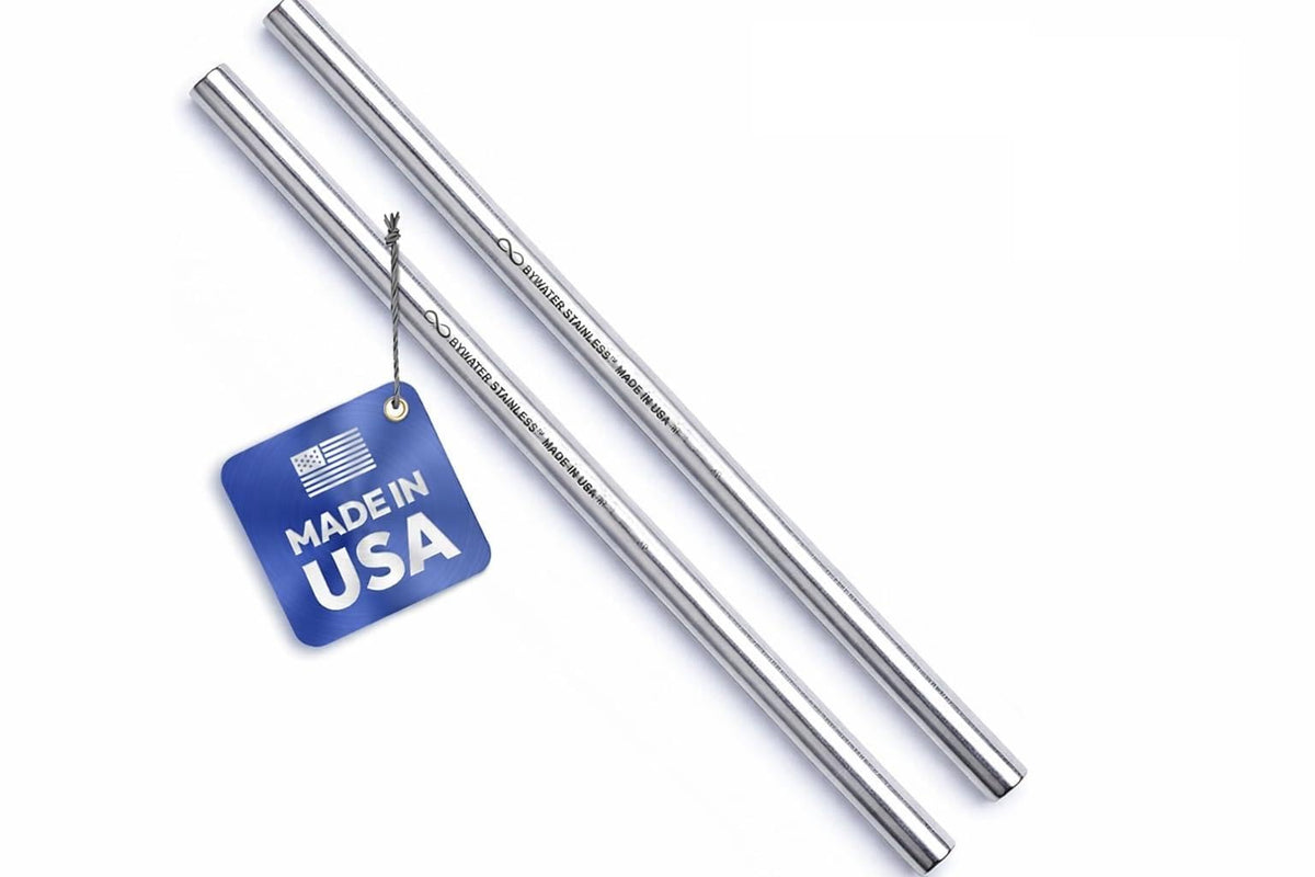 Made in USA Bywater Stainless Steel 10.5 Inch Straw Set of 2 Food Grade Premium Straws. Fits Stanley, Yeti Straw Lid and Many Others With Standard Straws. DOES NOT FIT FLIP STYLE LIDS