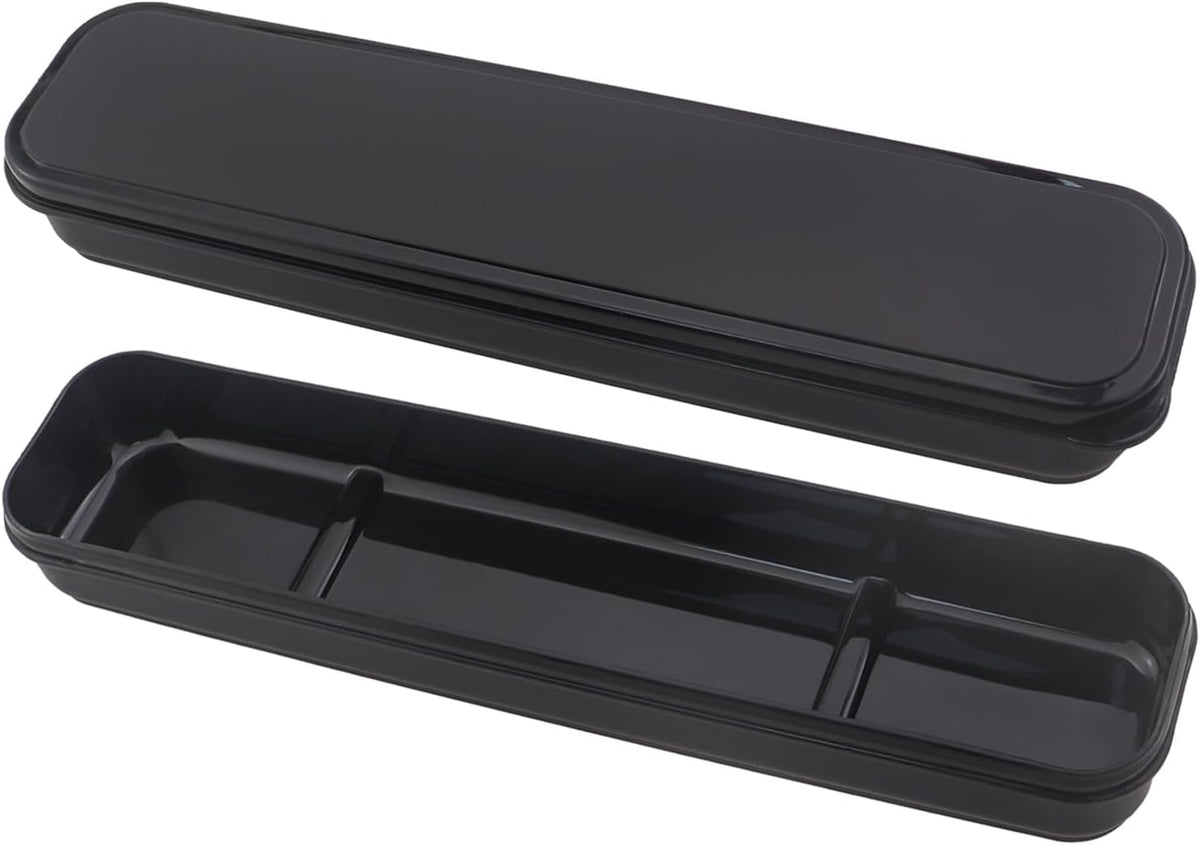 250x60mm Black PP Plastic Portable Travel Cutlery Storage Box for Storing Knives Forks Spoons Chopsticks Straws
