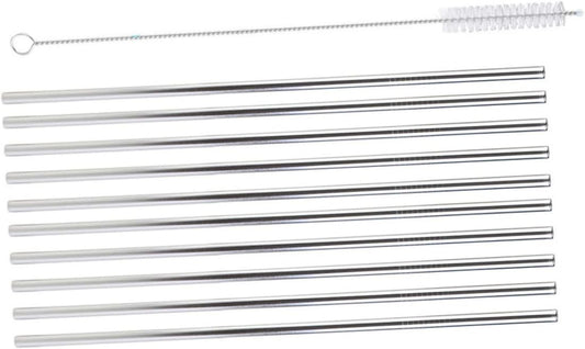 11pcs Straight Drinking Straws with Brush Reusable Stainless Steel
