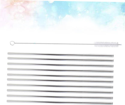 Straight Drinking Straws Set Reusable Stainless Steel 11pcs