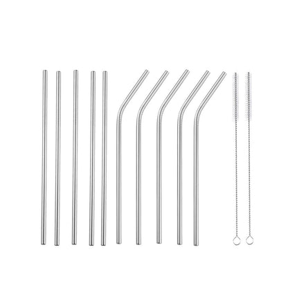 Reusable Metal Straws 304 Stainless Steel 30 Pack with Cleaning Brush(1Pcs Silver Bent)