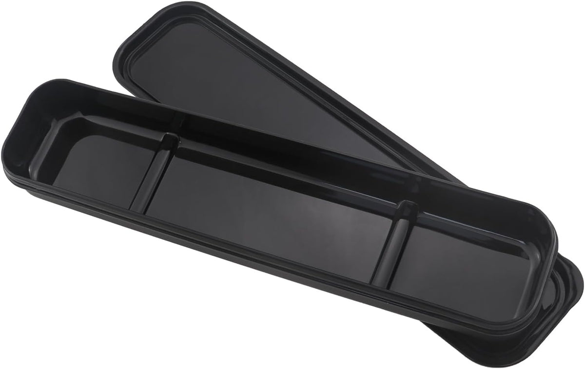 250x60mm Black PP Plastic Portable Travel Cutlery Storage Box for Storing Knives Forks Spoons Chopsticks Straws