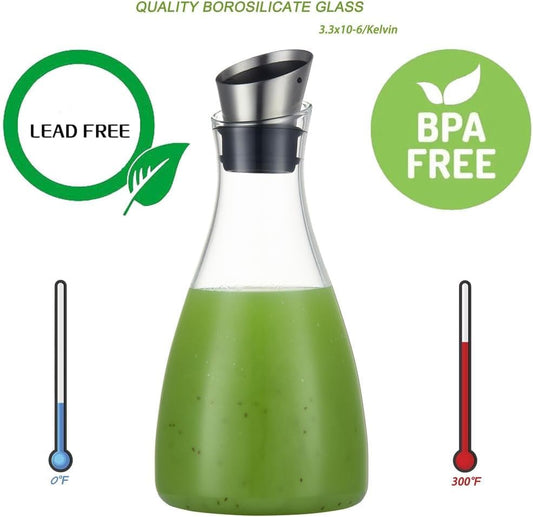 Purefold 50 Oz Borosilicate Glass carafe with Lid 1.5 Liter Glass Pitcher
