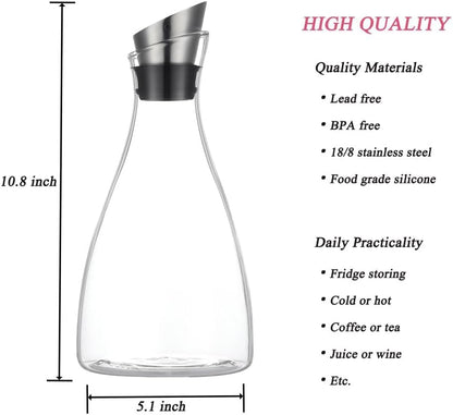Purefold 50 Oz Borosilicate Glass carafe with Lid 1.5 Liter Glass Pitcher