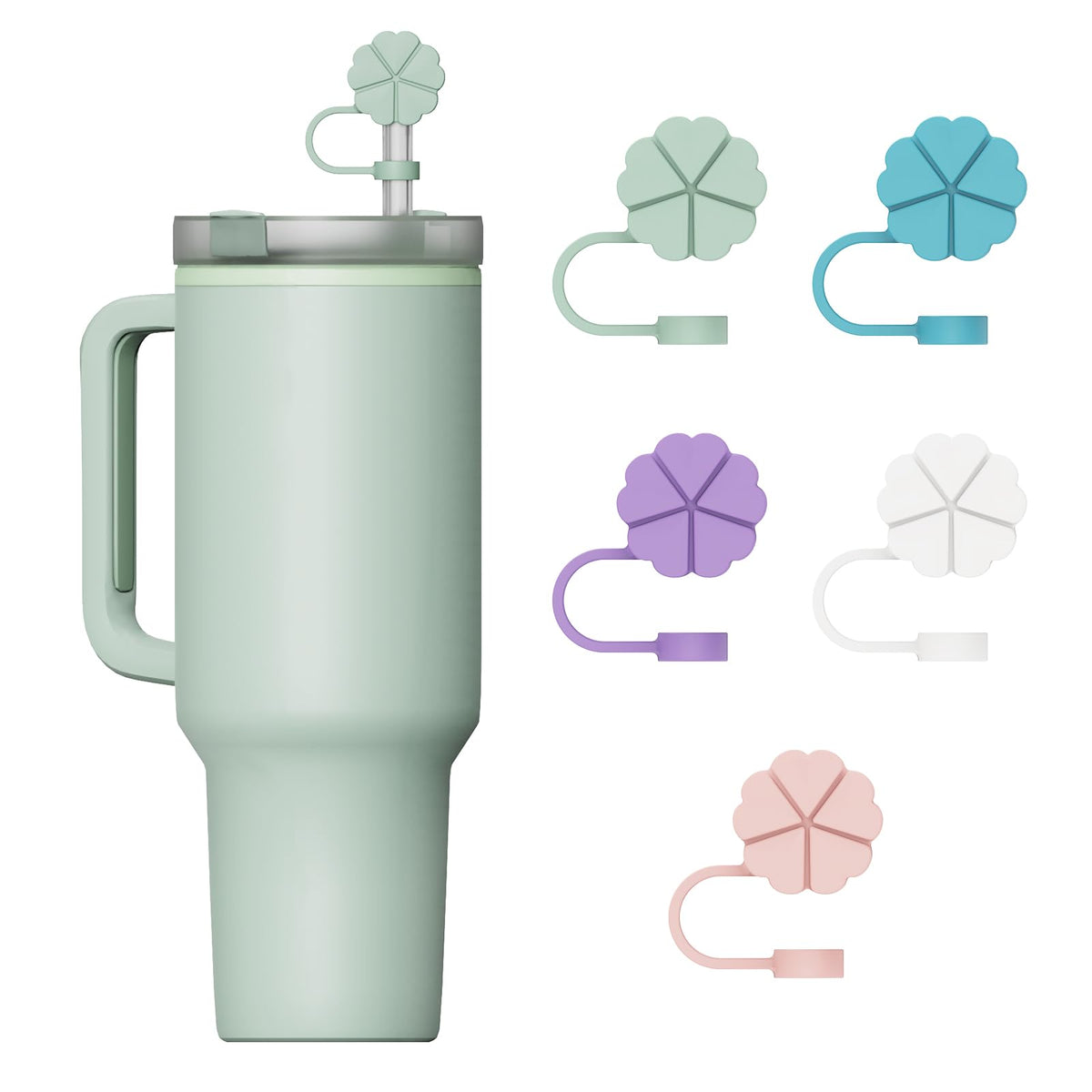 Silicone Straw Holder with 6 Slots for Cabinet Fridge Cupboard Door (Blue)