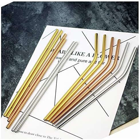 50-Pack Stainless Steel Straws,Super Long 10.5 Inch Drinking Metal Straws for 30oz/20oz Tumblers Yeti Cups Travel Mugs,Reusable Rustproof Dishwasher Safe (All straight 50pcs -10.5" Gold)