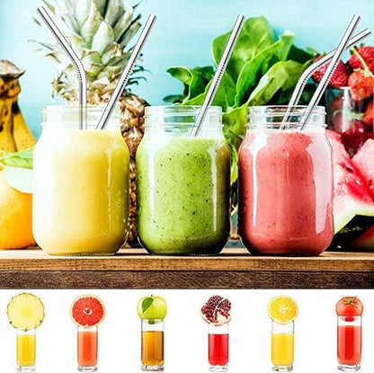 Reusable Metal Straws in Bulk 100 Pieces,8.5'' x 6mm Stainless Steel Straws for 20oz 30oz Tumbler Yeti Cup,Curved Bent Metal Drinking Straws Bulk For Wholesale (100pcs All Bent -8.5" Silver)
