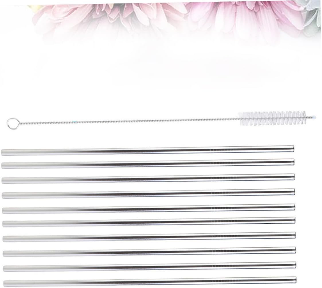 Straight Drinking Straws Set Reusable Stainless Steel 11pcs