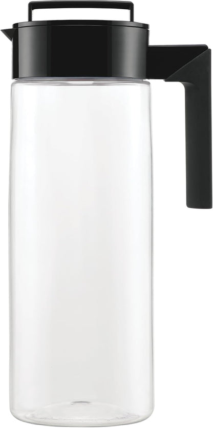 Takeya Airtight Pitcher - Durable BPA-Free Eastman Tritan Odor/Stain-Resistant Leakproof Lid for Iced Tea/Water Easy-Grip Silicone Handle Spill-Free Spout Fridge-Friendly Made in USA 2 Quart/Black