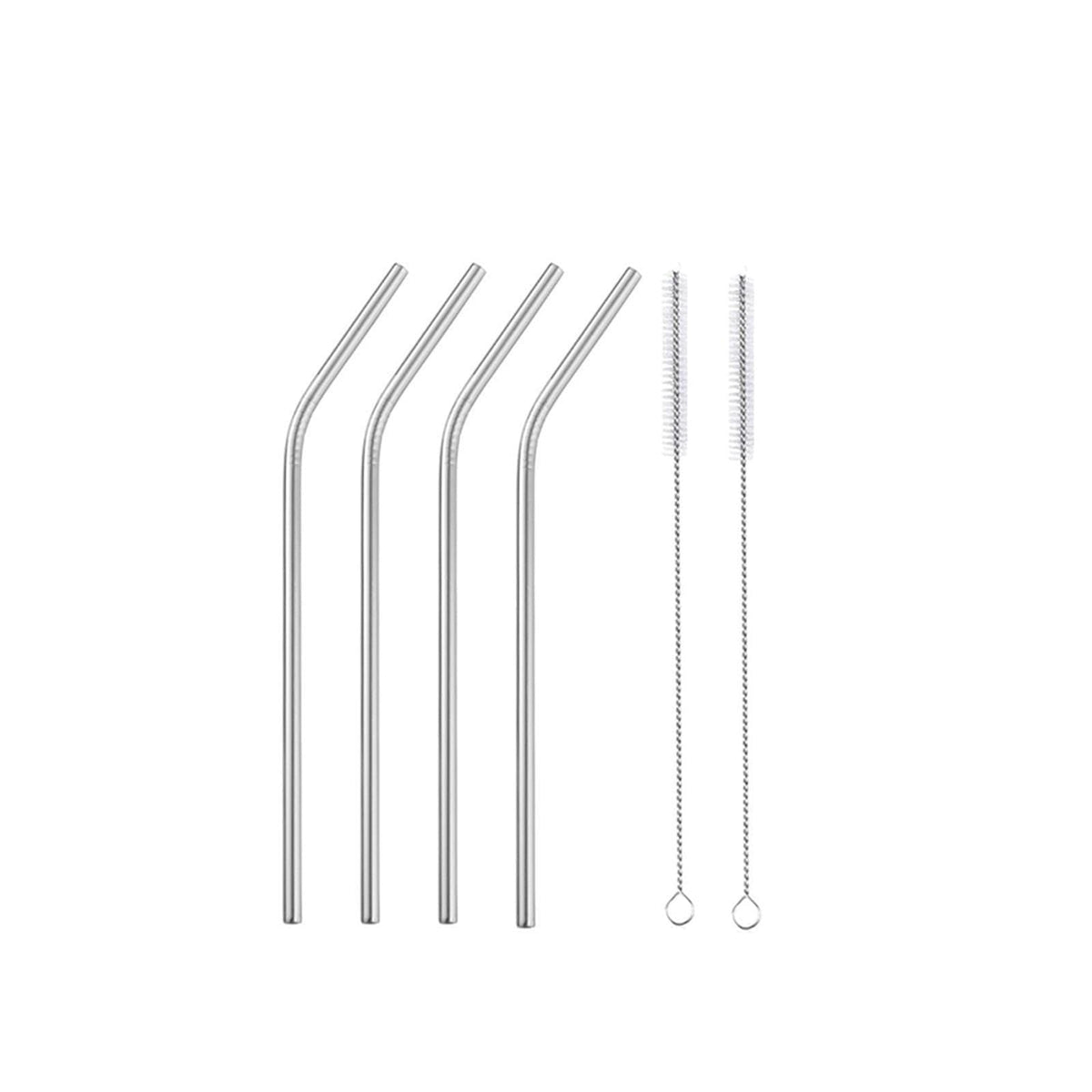 Reusable Metal Straws 304 Stainless Steel 30 Pack with Cleaning Brush(1Pcs Silver Bent)