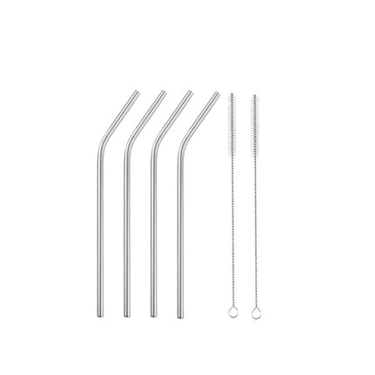 Reusable Metal Straws 304 Stainless Steel 30 Pack with Cleaning Brush(1Pcs Silver Bent)