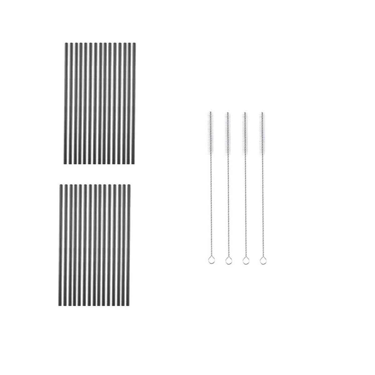 Reusable Metal Straws 304 Stainless Steel 30 Pack with Cleaning Brush(1Pcs Silver Bent)