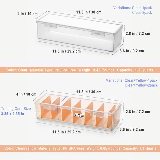 Vidifor Clear Craft and Art Supply Storage Organizer, Small Deep Strips Container with Lid for Makeup, Paint Brush, plastic straws, Tools, Crayon, Stackable (Clear-1pack)