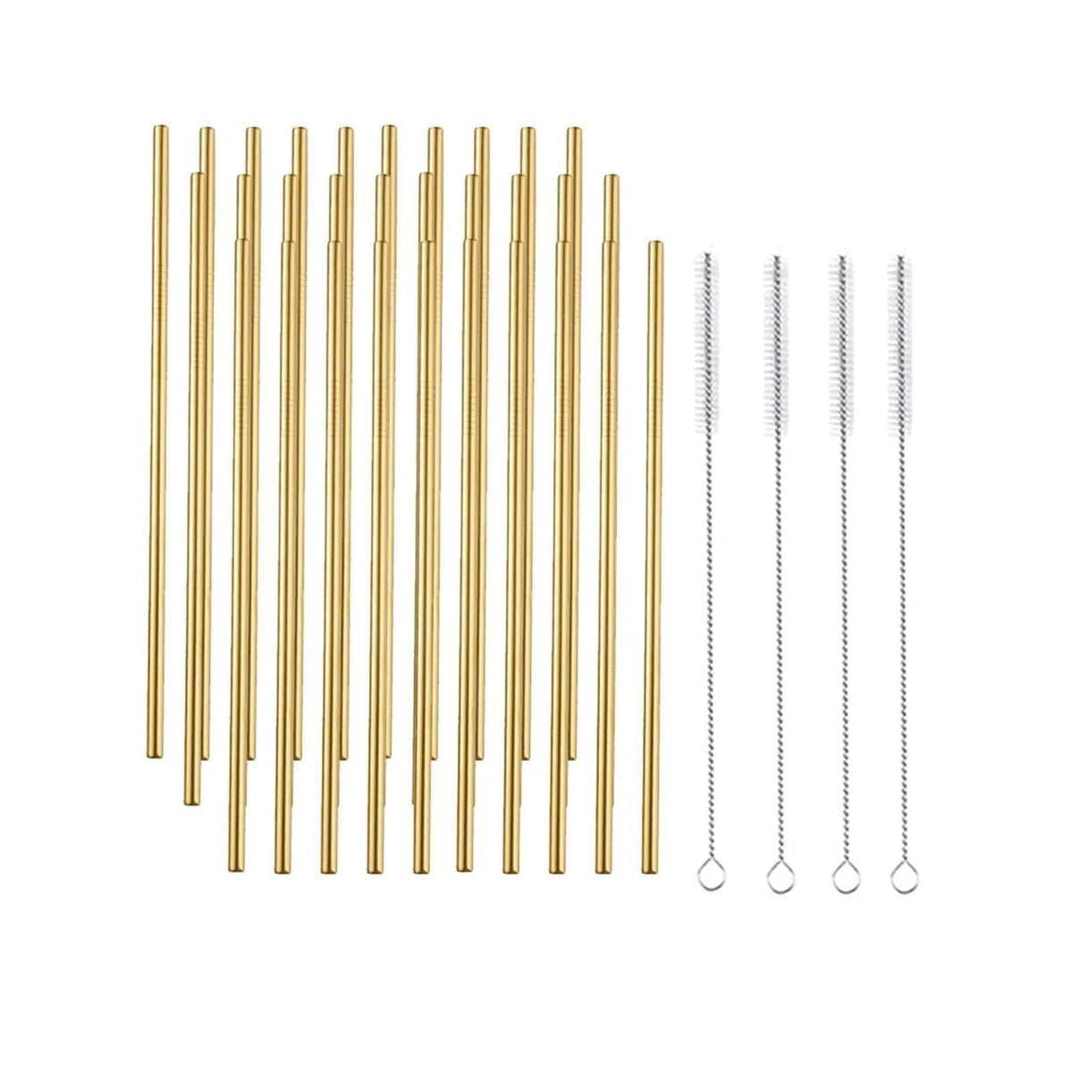 Reusable Metal Straws 304 Stainless Steel 30 Pack with Cleaning Brush(1Pcs Silver Bent)