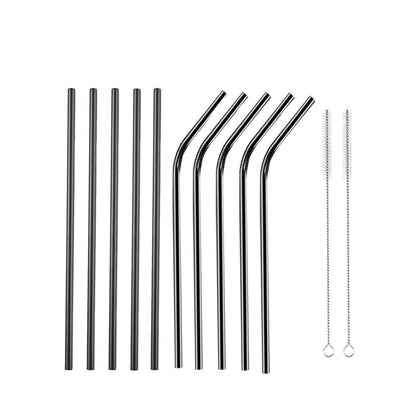 Reusable Metal Straws 304 Stainless Steel 30 Pack with Cleaning Brush(1Pcs Silver Bent)