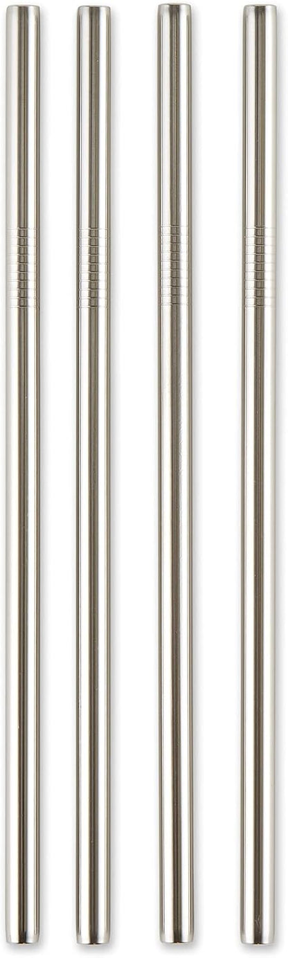 RSVP International Reusable Straw Set Dishwasher Safe, 8.5 Inch, 4 Piece, Stainless Steel Straight
