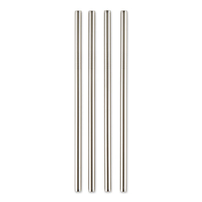RSVP International Reusable Straw Set Dishwasher Safe, 8.5 Inch, 4 Piece, Stainless Steel Straight