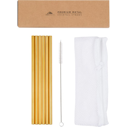 A Bar Above Stainless Steel Straws for Cocktails, 8 Inch Long, 6 Pack